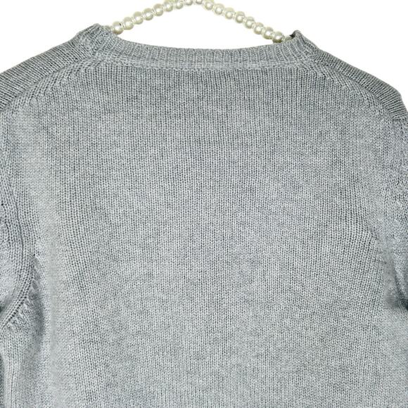 Maison Kitsune Fox Sweater Womens XS Gray Lambswool Designer Luxury Preppy FLAWS - Picture 6 of 13